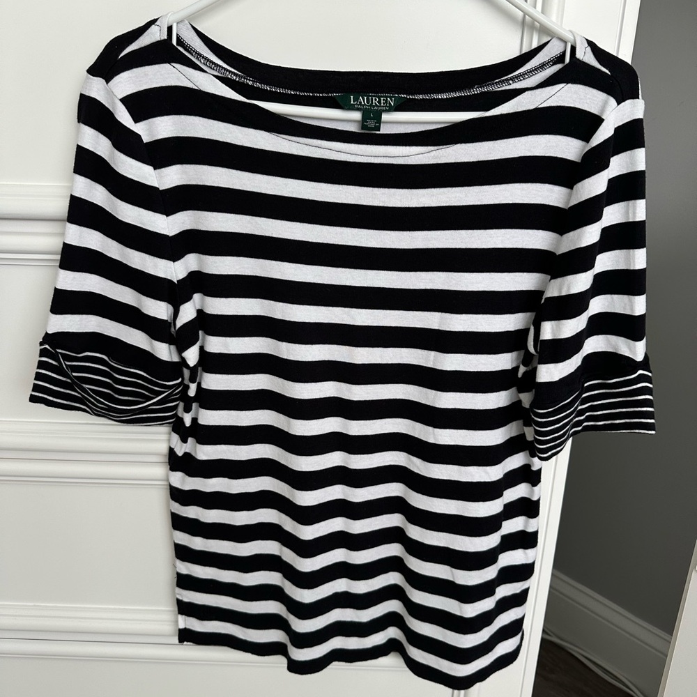 Ralph Lauren Women’s Short Sleeve Shirt Size L Black White